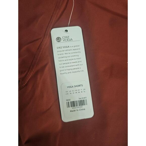 NWT CRZ Yoga  Wine High Waisted Shorts Unisex Yoga Size Large - Picture 3 of 6